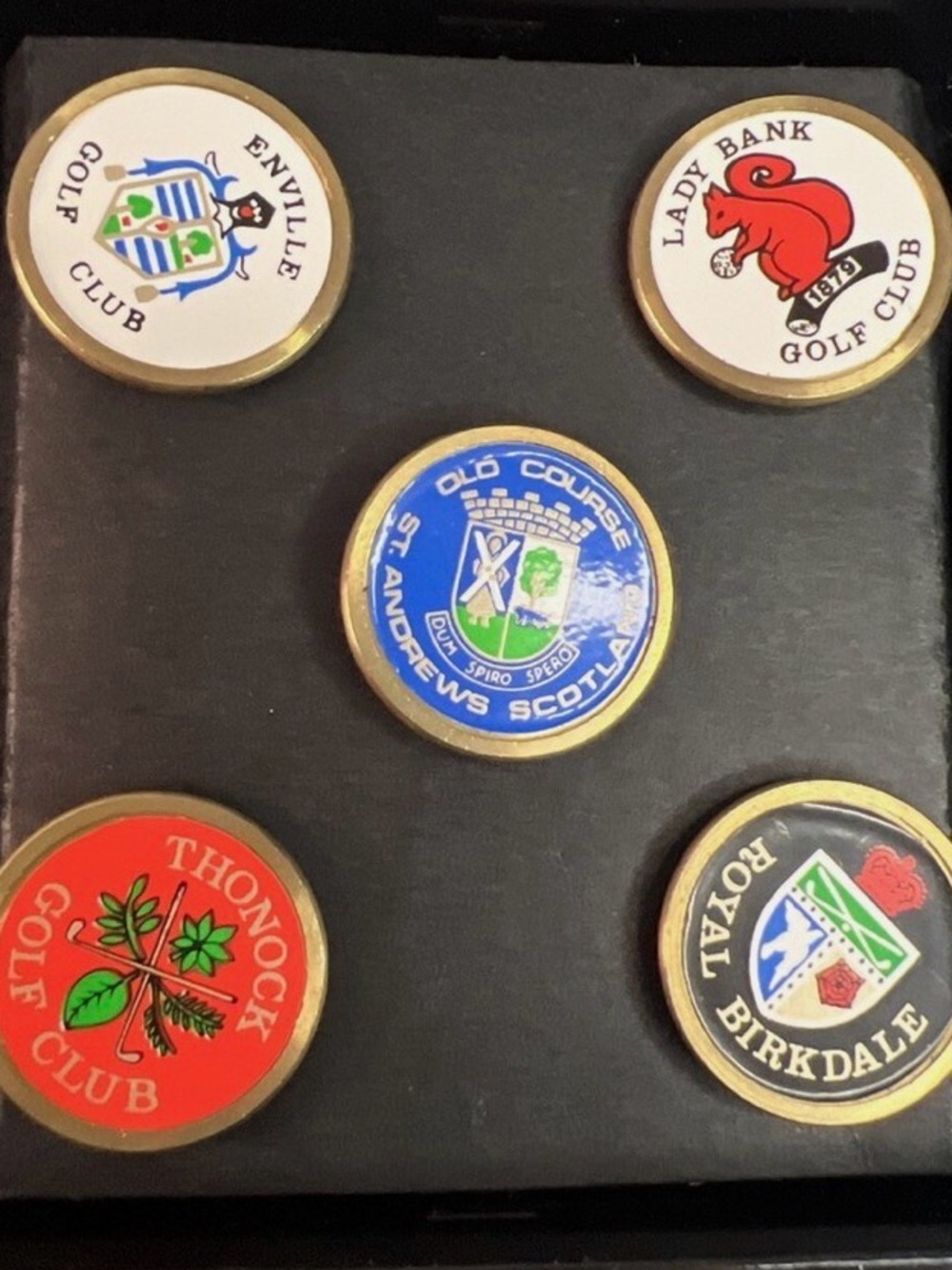 Golf Ball Marker Set with Club Crests - Assorted Colors